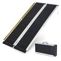 Rolstoelhelling Inklapbare Helling Draagbaar en Antislip Aluminium Oprijplaat Drempelhelling voor Rolstoel Trappen Deuren (152,5 x 74 cm)