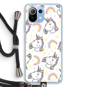 Rainbow Unicorn: Xiaomi Mi 11 Lite Transparant Hoesje met koord