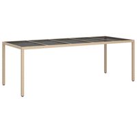 vidaXL Tuintafel 250x100x75 cm gehard glas en poly rattan beige - thumbnail