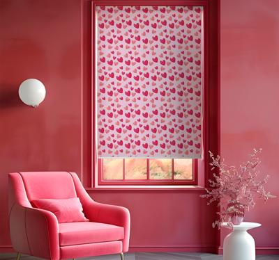 Hart pink patroon Romantisch rolgordijn