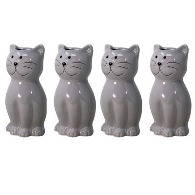 Waterverdamper - 4x - kat - grijs - kinderkamer - 17 cm - luchtbevochtiger