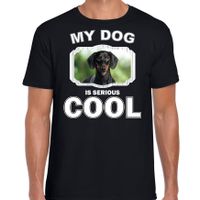Coole teckel honden t-shirt my dog is serious cool zwart voor heren