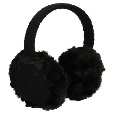 Zwarte pluche oorwarmers met fijn gebreide accenten voor volwassenen - Zwarte pluche oorwarmers met fijn gebreide accenten voor volwassenen -
