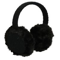 Zwarte pluche oorwarmers met fijn gebreide accenten voor volwassenen One size  - - thumbnail