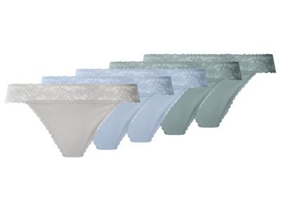 esmara Set van 5 dames strings (groen/blauw/grijs, S (36/38))