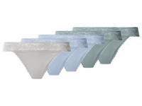 esmara Set van 5 dames strings (groen/blauw/grijs, S (36/38))