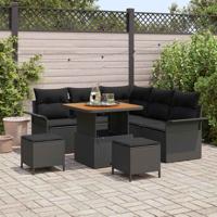 Tuinbankenset met kussen 8 pcs Zwart poly rattan