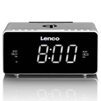 LENCO CR-550SI - Stereo FM Wekkerradio met USB en Qi Wireless smartphone oplader - Zilver
