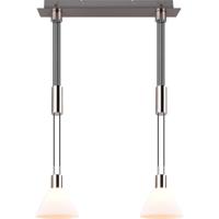 LED Hanglamp 2-lichts Mat Nikkel met E27 Fitting - Metaal en Glas