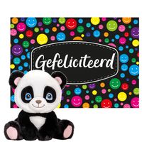 Keel toys - Cadeaukaart Gefeliciteerd met knuffeldier panda beer 25 cm - Knuffeldier - thumbnail