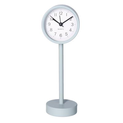 Tafelklok staand - metaal - grijs - 22 cm- pilaarklok - kinderkamer klokje