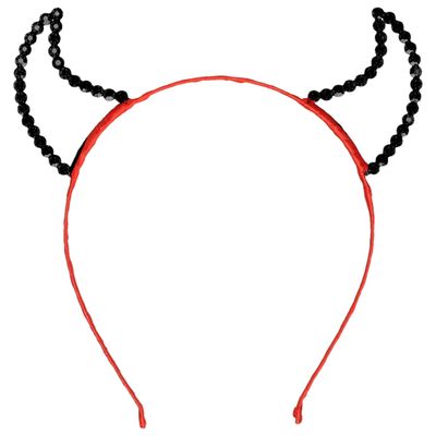 Halloween duivel hoorntjes - strass glitter - diadeem - rood - kunststof