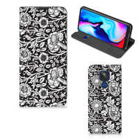 Motorola Moto G9 Play Smart Cover Black Flowers - thumbnail