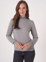 Trui met opstaande ruches kraag van cashmere melange