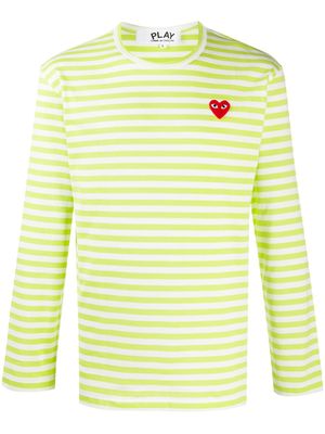 Comme Des Garçons Play t-shirt rayé à patch cœur - Vert