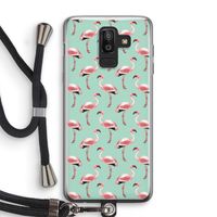 Flamingoprint groen: Samsung Galaxy J8 (2018) Transparant Hoesje met koord