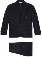 Dolce & Gabbana Kids costume en lin à veste à simple boutonnage - Bleu