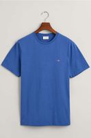 GANT Regular Fit T-Shirt ronde hals blauw, Effen - thumbnail