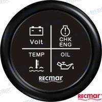 RECKY79202 - 12V/24V ZWARTE Multifunctionele Klok
