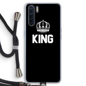 King zwart: Oppo A91 Transparant Hoesje met koord