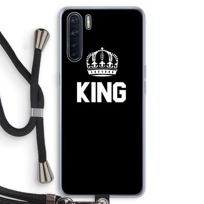 King zwart: Oppo A91 Transparant Hoesje met koord