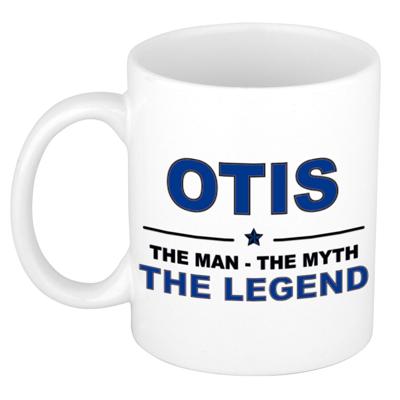 Otis cadeau mok - man myth legend - naam koffiemok / beker - wit en blauw - 300 ml