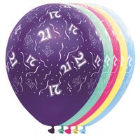 5x stuks Helium leeftijd ballonnen 21 jaar - thumbnail