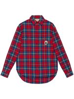 Gucci tartan skunk-patch shirt - Rouge - thumbnail