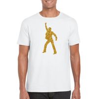 Disco verkleed t-shirt voor heren - wit - gouden glitter - jaren 70/80