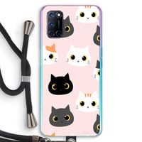 Katten: Oppo A92 Transparant Hoesje met koord Katten: Oppo A92 Transparant Hoesje met koord