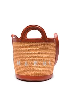 Marni mini sac seau Tropicalia en raphia - Marron