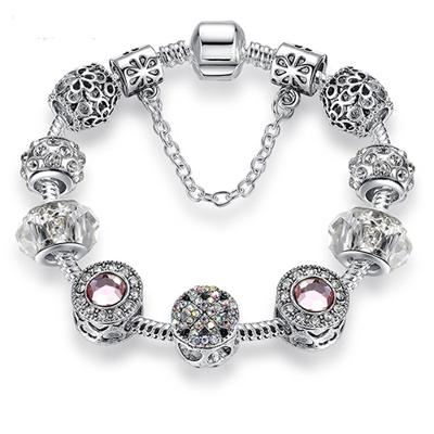 2 stuks Vrouwenmode eenvoudige Panjia opaal kristal legering armband lengte: 17cm (zilver)