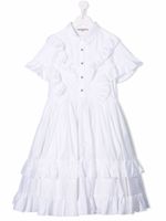 ELIE SAAB JUNIOR robe-chemise mi-longue à volants - Blanc - thumbnail