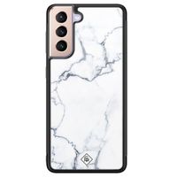 Samsung Galaxy S21 glazen hardcase - Marmer grijs