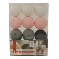 Cottonbal Lichtslinger 10 Bollen (Roze/Grijs)
