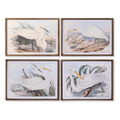 Schilderij DKD Home Decor Spar Kristal 70 x 50 x 2 cm Reiger (4 Onderdelen)