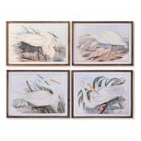 Schilderij DKD Home Decor Spar Kristal 70 x 50 x 2 cm Reiger (4 Onderdelen)