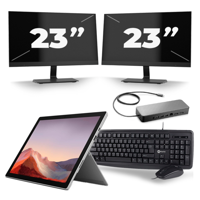 Microsoft Surface Pro 7 - Intel Core i7-10e Generatie - 12 inch - 16GB RAM - 256GB SSD - Windows 11 Home + 2x 23 inch Monitor
