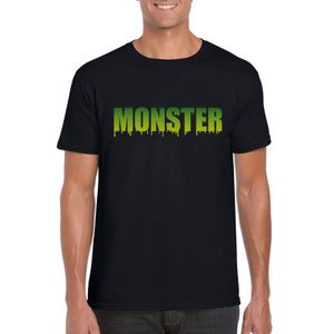 Halloween monster tekst t-shirt zwart heren