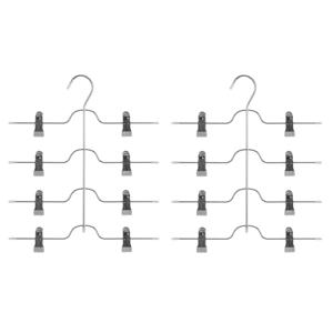 Kledinghangers met clips - voor broeken - 12x stuks - 32 x 38 cm - metaal - broekenhangers