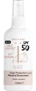 Naif Baby & Kids SPF50 Sunscreen Spray Parfumvrij