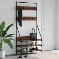 VidaXL Kledingrek met schoenenrek 90x34x184 cm bruin eikenkleur