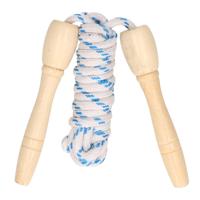 Springtouw wit/blauw - 230 cm - met houten handvatten - Buitenspeelgoed - Sportief