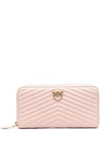 PINKO porte-monnaie Love Birds à matelassage chevrons - Rose