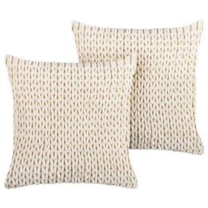 Beliani - OXALIS - Sierkussen set van 2 - Beige - 45 x 45 cm - Katoen