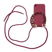 Høyde - iPhone SE (2022 / 2020) / 8 / 7 / 6(s) - Telefoonhoes met koord + Kralenketting - Rood