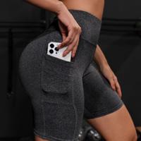 Sport Studio High Waist Biker Shorts with Phone Pocket - Black Dark Grey / S