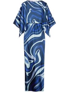 PUCCI robe satiné à imprimé abstrait - Bleu