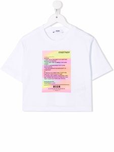 MSGM Kids t-shirt crop à imprimé graphique - Blanc