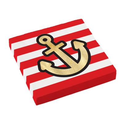 Servetten Piraten Rood/Wit Anker (16st)
